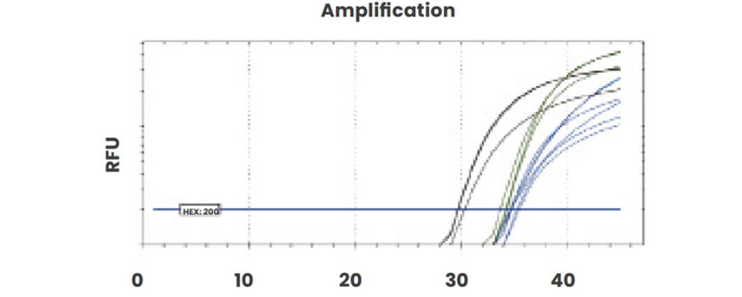 qPCR amplification plots comparing direct-from-plasma to extracted cfDNA samples